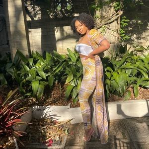 Lilac and gold duster and leggings